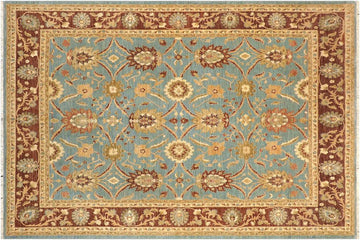 handmade Traditional Kafkaz Chobi Ziegler Blue Brown Hand Knotted RECTANGLE 100% WOOL area rug 8 x 10